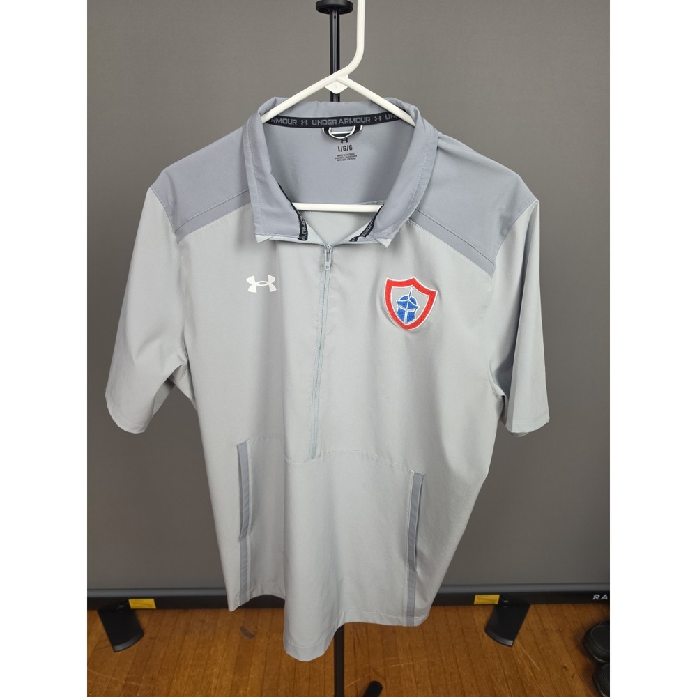 Under Armour Gray 1/4 Zip Short Sleeve Pullover Large‎ Athletic Logo